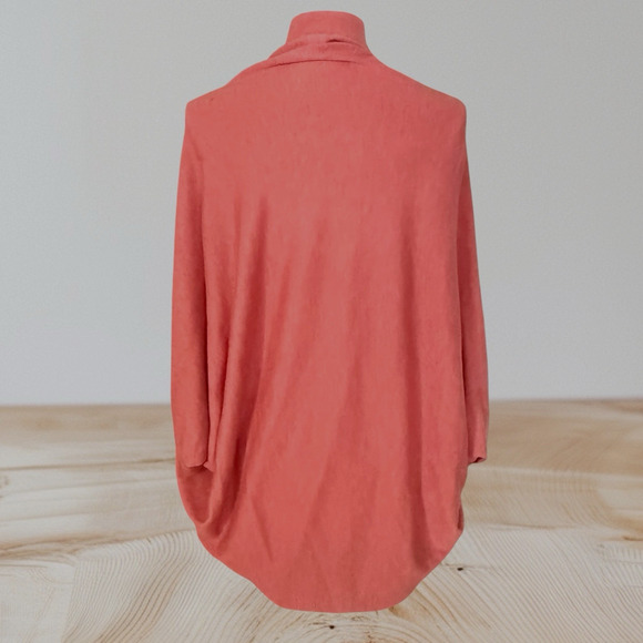 Pure J Jill Sweater Merino Wool Tercel Cocoon Shrug One Size Coral Open Front - Picture 4 of 6